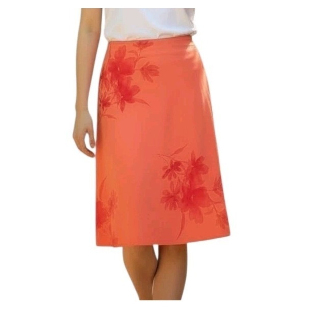 Ann Taylor Loft Womens A Line Midi Skirt Size 8 Pull On Floral‎ Office Work